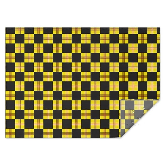 Yellow and Black Checkerboard Checkered Rectangle Tablecloth 60"x84",Waterproof Polyester Rectangle Table Cloth, Wipeable Spillproof Polyester Tablecloth for Dining, Camping, Indoor and Outdoor