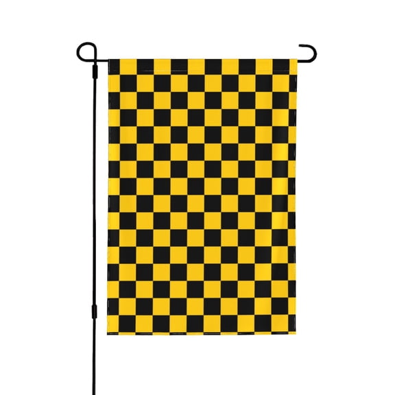 Yellow Black Checkered Garden Flag 12.5x18 Inch Double Sided Decorations Outdoor Yard Flags For Outside Lawn Porch Garden Decor