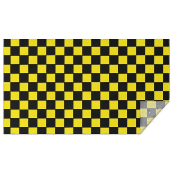 Yellow and Black Checkered Pattern Rectangle Tablecloth 60"x102",Waterproof Polyester Rectangle Table Cloth, Wipeable Spillproof Polyester Tablecloth for Dining, Camping, Indoor and Outdoor