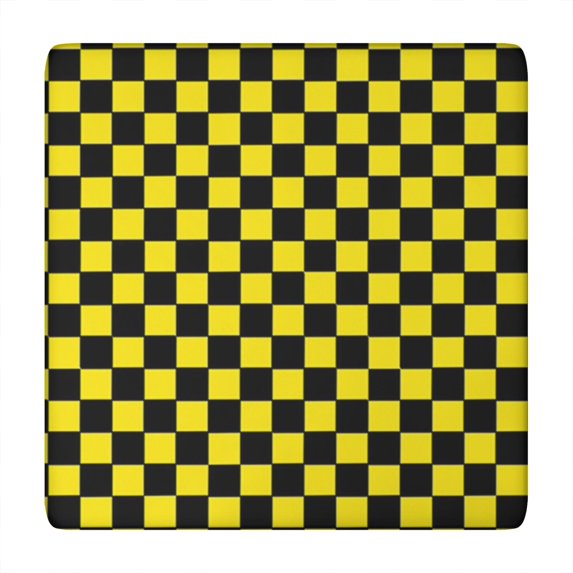 Yellow and Black Checkered Pattern Square Fitted Tablecloth with Elastic Edge,Square Table Cover,Washable Elastic Table Cover for Home Kitchen Party Decor 34"x34"