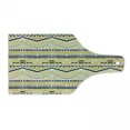 thumbnail image 1 of Yellow and Black Cutting Board, Prehistoric Design with Zig Zag Lines Stripes Chevron, Decorative Tempered Glass Cutting and Serving Board, Wine Bottle Shape, Yellow Black and White, by Ambesonne, 1 of 1