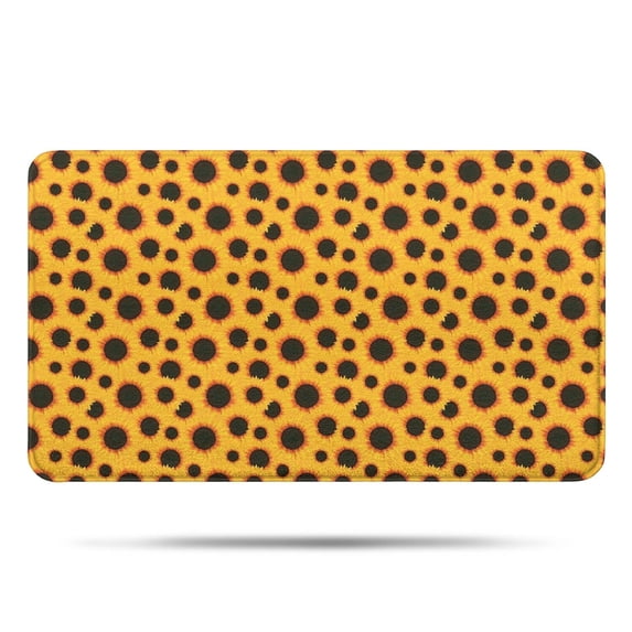 Yellow Black Dot Sunflower Pattern Bathroom Rugs Mat,Non Slip Microfiber Bathroom Rug,Rubber Backing,Soft Bathroom Mats for Bathroom Floor,Tub and Shower,17x30in(43x75cm)