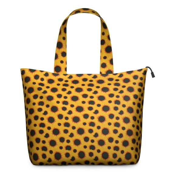 Yellow Black Dot Sunflower Pattern Travel Tote Bags for Women Carry On,Large Weekender Bags for Women Travel,Multi Functional Duffle Bag for Work,Shopping,Sports