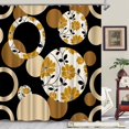 thumbnail image 1 of Yellow Black Floral Boho Shower Curtain Circle Flowers Abstract Geometric Bath Curtain Mid Century Modern Aesthetic Polyester Fabric Bathroom Decor Sets 72" x 72", 1 of 5