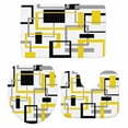 thumbnail image 1 of Yellow Black Geometric Bath Mat 3 Piece Bathroom Rug Set, Modern Simple Abstract Art Non Slip Bath Rug Contour Mat and Toilet Lid Cover, Absorbent Shower Mats Soft Bath Rugs and Mats Sets, 1 of 8
