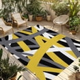 thumbnail image 1 of Yellow Black Geometric Outdoor Rug for Patio/Deck/Porch, Non-Slip Large Area Rug 4 x 6 Ft, Modern Art Abstract Grey Line Indoor Outdoor Rugs Washable Area Rugs, Reversible Camping Rug Carpet Runner, 1 of 8