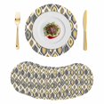 thumbnail image 1 of Yellow Black Geometric Round 13 Inch Placemats Set of 8, Abstract Art Diamond Modern HeatResistant Non Slip Place Mats for Dining Table, Wipeable Braided Kitchen Table Mats for Housewarming, 1 of 9