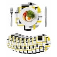 thumbnail image 1 of Yellow Black Geometric Round Placemats Set of 8 for Dinning Tables,Heat-proof Braided Table Mats 15 Inch,Modern Simple Abstract Art Washable Place Mat for Kitchen Restaurant Party Decor Table Setting, 1 of 9