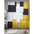 thumbnail image 1 of Yellow Black Geometric Sheer Curtains 84 Inches Long 2 Panels Abstract Patchwork Light Filtering Semi Sheer Window Curtains Drapes for Bedroom Living Room 52"x84", 1 of 7