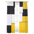 thumbnail image 1 of Yellow Black Geometric Sheer Curtains 84 inches Long 2 Panels Set Abstract Patchwork Modern Art Sheer Window Curtain Rod Pocket Voile Drapes for Living Room/Bedroom, Each 52" W x 84" L, 1 of 7