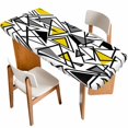 thumbnail image 1 of Yellow Black Geometric Table Cloths for 8 Foot Rectangle Tables, Abstract Art Modern Line Patio Waterproof Elastic Fitted Tablecloths, Washable Rectangular Table Cover for Camping, 1 of 8