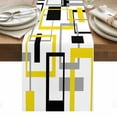 thumbnail image 1 of Yellow Black Geometric Table Runner - 36 Inch Long, Kitchen Dining Table Runner Dresser Scarves, Modern Simple Abstract Art Farmhouse Decor for Coffee Tables Wedding Party Banquet, 1 of 8