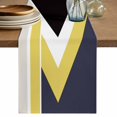 thumbnail image 1 of Yellow Black Geometric Table Runner 72 Inches, Modern Abstract Lines Color Blocks Bed Runner Dresser Scarves Tabletop for Indoor Outdoor Parties/Ceremony/Banquet, 18" x 72", 1 of 9