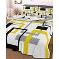 thumbnail image 1 of Yellow Black Geometric Twin Size Down Alternative Comforter, Lightweight Comforter Quilt Bedding Set with Pillow Shams Modern Simple Abstract Art All Seasons Bed Comforter Duvet Insert 68"x86", 1 of 7