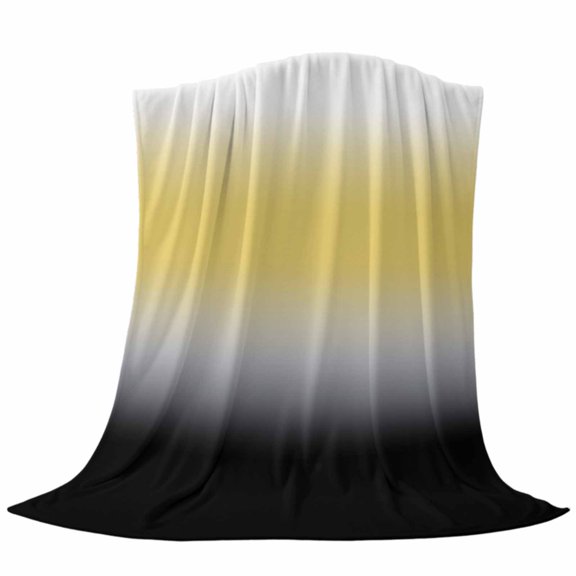 Yellow and Black Gradient Fleece Throw Blanket Minimalist White Yellow Black Ombre Ultra Soft Fuzzy Cozy Flannel Throw Blanket for Couch Sofa Bed Car Travel, Ideal Gifts 40x50 Inches