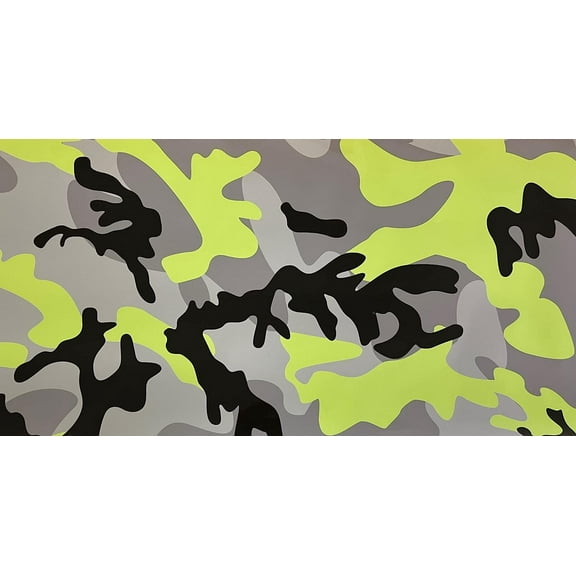 Yellow Black Gray Camo Gloss Camouflage Car Vinyl Film Wrap Decal Sticker Waterproof Air Bubble Free DIY (12inX60in (1FT X 5FT))