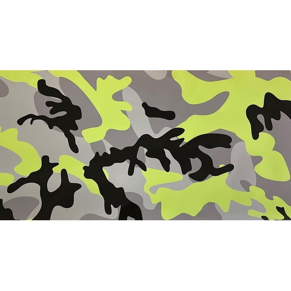 Yellow Black Gray Camo Gloss Camouflage Car Vinyl Film Wrap Decal Sticker Waterproof Air Bubble Free DIY (180"X60" (15FT X 5FT))