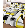 thumbnail image 1 of Yellow Black Grey Geometric King Size Down Alternative Comforter,Lightweight Comforter Quilt Bedding Set with Pillow Shams Middle Century Modern Abstract Art Bed Comforter Duvet Insert 96"x106", 1 of 7