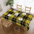 thumbnail image 1 of Yellow And Black Houndstooth Plaid Rectangular Tablecloth 60"x86" with Lace Edge, Washable Durable Table Cover for Dining, Indoor Outdoor Home Restaurant Decor, 1 of 5