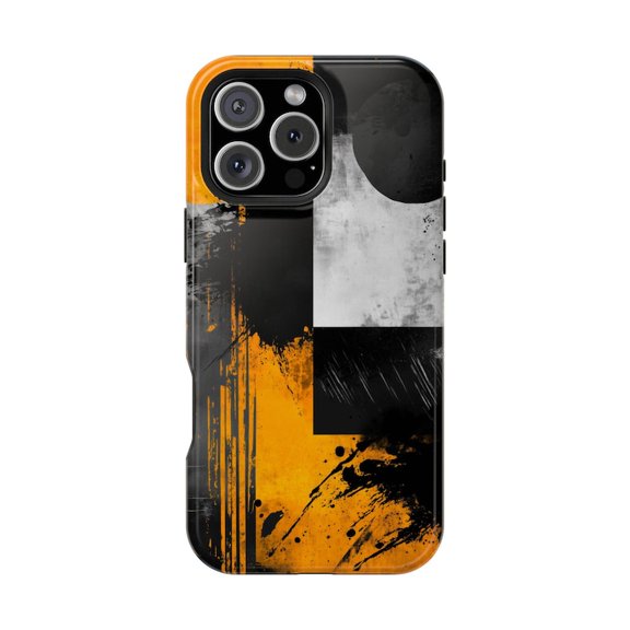 Yellow Black Ink Splash Artwork Phone Case Dynamic Abstract Art for iPhone 17 16 15 14 13 12 11 Pro Max
