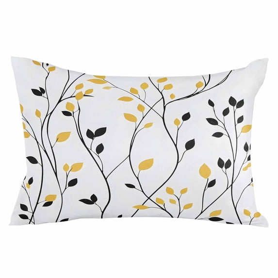 Yellow Black Leaves Throw Pillow Cover 20 x 26 Inch Decorative Pillow Cover Farmhouse Branches Botanical Lumbar Pillowcase Seasonal Rectangle Cushion Case for Couch Sofa Bed Living Room