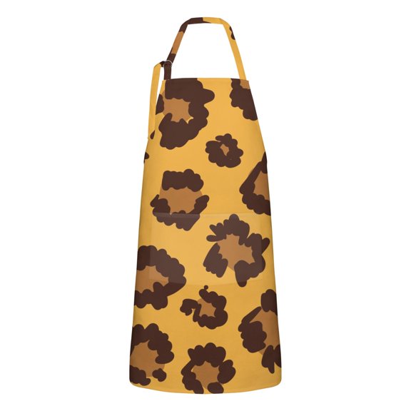 Yellow and Black Of Leopard Print Apron-Garden Aprons for Women with Pockets-Cotton Linen Waterproof Kitchen Cooking Gardening Aprons Adjustable for Kitchen,Cooking,BBQ and Salon 33x27 Inch