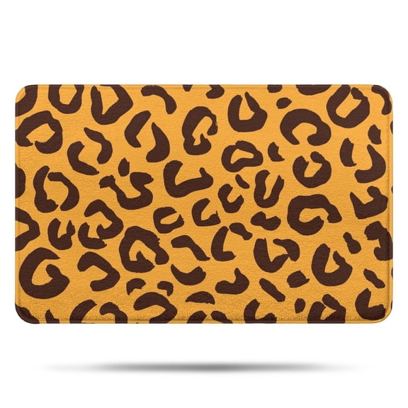 Yellow and Black Of Leopard Print Bathroom Rugs Mat,Non Slip Microfiber Bathroom Rug,Rubber Backing,Soft Bathroom Mats for Bathroom Floor,Tub and Shower,17x27in(43x68cm)