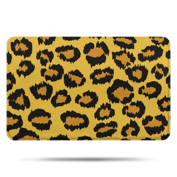 Yellow and Black Of Leopard Print Bathroom Rugs Mat,Non Slip Microfiber Bathroom Rug,Rubber Backing,Soft Bathroom Mats for Bathroom Floor,Tub and Shower,17x27in(43x68cm)