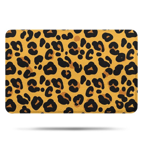 Yellow and Black Of Leopard Print Bathroom Rugs Mat,Non Slip Microfiber Bathroom Rug,Rubber Backing,Soft Bathroom Mats for Bathroom Floor,Tub and Shower,17x27in(43x68cm)