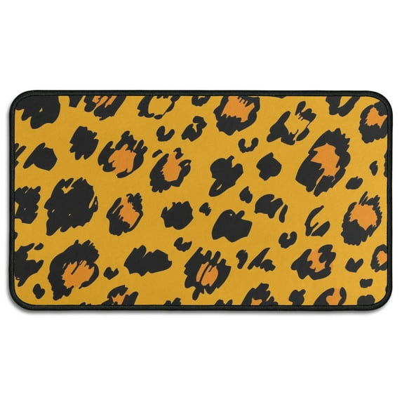 Yellow and Black Of Leopard Print Door Rugs,Washable Non Slip Door Mats Indoor,Decorative Door Mats,Entry Mat Indoor for Entrance,Bedroom,Kitchen,Bathroom,30"x17"
