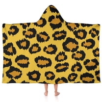 Yellow and Black Of Leopard Print Hooded Bath Towel，50"x30" for Ages 3 To 12 Kids, Quick Dry Lightweight Soft Microfiber Hood Beach Towel Cover Up for Kids