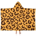 thumbnail image 1 of Yellow and Black Of Leopard Print Hooded Bath Towel，60"x35" for Ages 3 To 12 Kids, Quick Dry Lightweight Soft Microfiber Hood Beach Towel Cover Up for Kids, 1 of 7