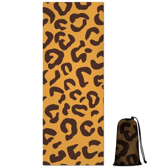 Yellow and Black Of Leopard Print Hot Yoga Mat Towel Non Slip for Hot Yoga - Quick-Drying Yoga Mat Cover with 4 Corner Pockets with Travel Bag - Hot Yoga Towel Non Slip 70"x26"