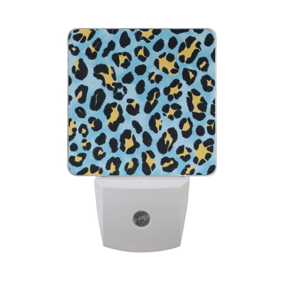 Yellow Black Leopard Skin Print LED Night Light with Smart Sensor Plug Into Wall Dusk to Dawn 2 packs