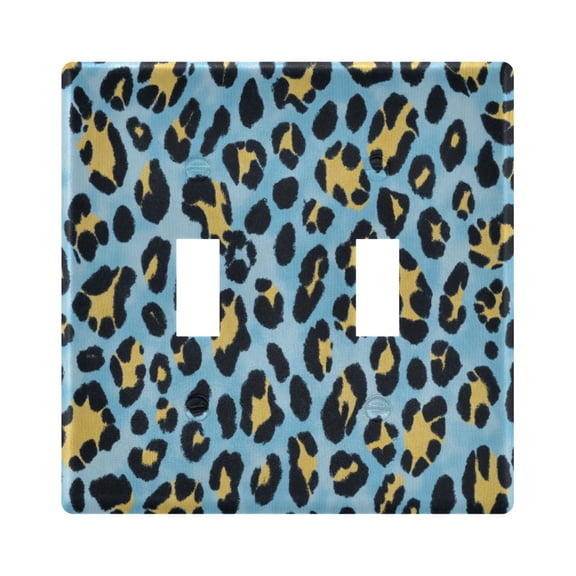 Yellow Black Leopard Skin Print Light Switch Cover Electrical Outlet Cover Replaceable Wall Plates 2-Gang
