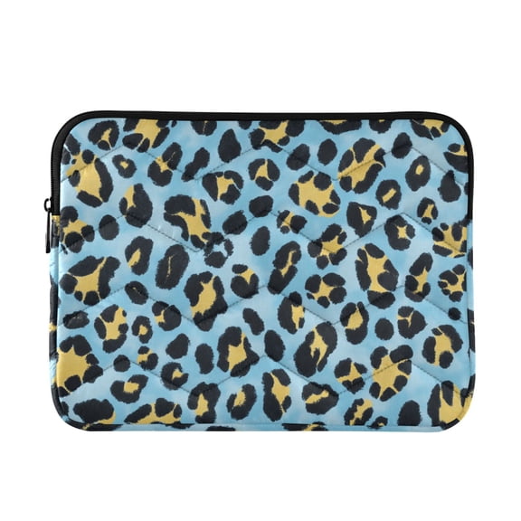 Yellow Black Leopard Skin Print Quilted Laptop Protective Cases Computer Sleeves Tablet Bags Briefcases M