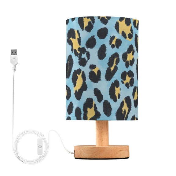 Yellow Black Leopard Skin Print Table Lamp with USB Port LED Warm Light Lamp Night Light Home Decor