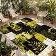 thumbnail image 1 of Yellow Black Outdoor Rug for Patio/Deck/Porch, Non-Slip Large Area Rug 4 x 6 Ft, Modern Abstract Art Botanical Indoor Outdoor Rugs Washable Area Rugs, Reversible Camping Rug Carpet Runner, 1 of 8