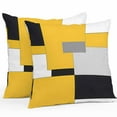 thumbnail image 1 of Yellow Black Patchwork Outdoor Pillow Covers Pack of 2 Abstract Geometric Art Waterproof Throw Pillow Covers Decorative Cushion Cases for Patio Garden Tent Balcony Couch 16x16 inch, 1 of 8