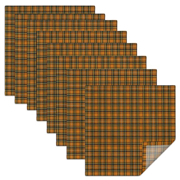 Yellow and Black Plaid Cloth Napkins Set of 8 Autumn Theme Check Lines Grid Pattern Soft Washable Square Dinner Napkins for Party Wedding Restaurant Hotel Cocktail 20x20 Inch