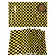thumbnail image 1 of Yellow Black Plaid Placemats Set of 6 Farmhouse Rustic Abstract Checkered Place Mats Indoor Wipeable Table Mats Washable Cloth Dining Table Placemats for Kitchen Holiday Party Home Decor 13x19 Inch, 1 of 9