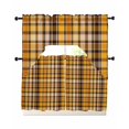 thumbnail image 1 of Yellow Black Plaid Swag Kitchen Curtains Sets for Windows 24 Inch Length, Fall Country Farmhouse Buffalo Check Short Window Curtain Panels Swags Valances and Tiers 3 Piece Set for Cafe/Dining Room, 1 of 5