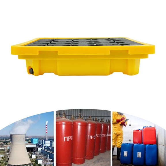 Yellow & Black Rectangular Spill Containment Pallet, HDPE Material, Modern Style For Industrial Parks, Warehouses, Aquaculture Water Storage Occasions