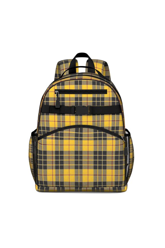 Yellow Black and Red Checkerboard Checkered Pattern Backpack for School,Cute School Bag,Schoolbag with Adjustable Shoulder Straps & Padded Back,15.25"x11.5"x5.25"