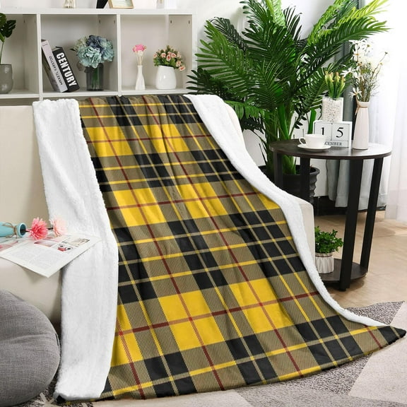 Yellow Black and Red Checkerboard Checkered Pattern Blanket,Comfortable Soft Flannel Throw Blanket,All Season,Warm Lightweight Blankets for Sofa Bed Couch Living Room Chair,60"x80"