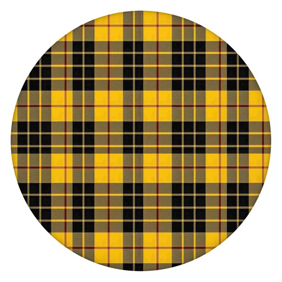Yellow Black and Red Checkerboard Checkered Pattern Round Fitted Tablecloth with Elastic Edge,Dining Table Cover Waterproof,Outdoor Round Tablecloth for Camping,Dining,Indoor and Outdoor