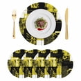 thumbnail image 1 of Yellow Black Round 15 Inch Placemats Set of 4, Modern Abstract Art Botanical HeatResistant Non Slip Place Mats for Dining Table, Wipeable Braided Kitchen Table Mats for Housewarming, 1 of 9