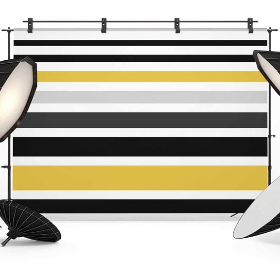Yellow Black Stripe Backdrop for Photoshoot,Photography Photo Studio Background Wall Backdrop,Modern Abstract Art Coarse Striped Back Drop Banner Panel for Portraits Wedding Live Streaming 7x5Ft