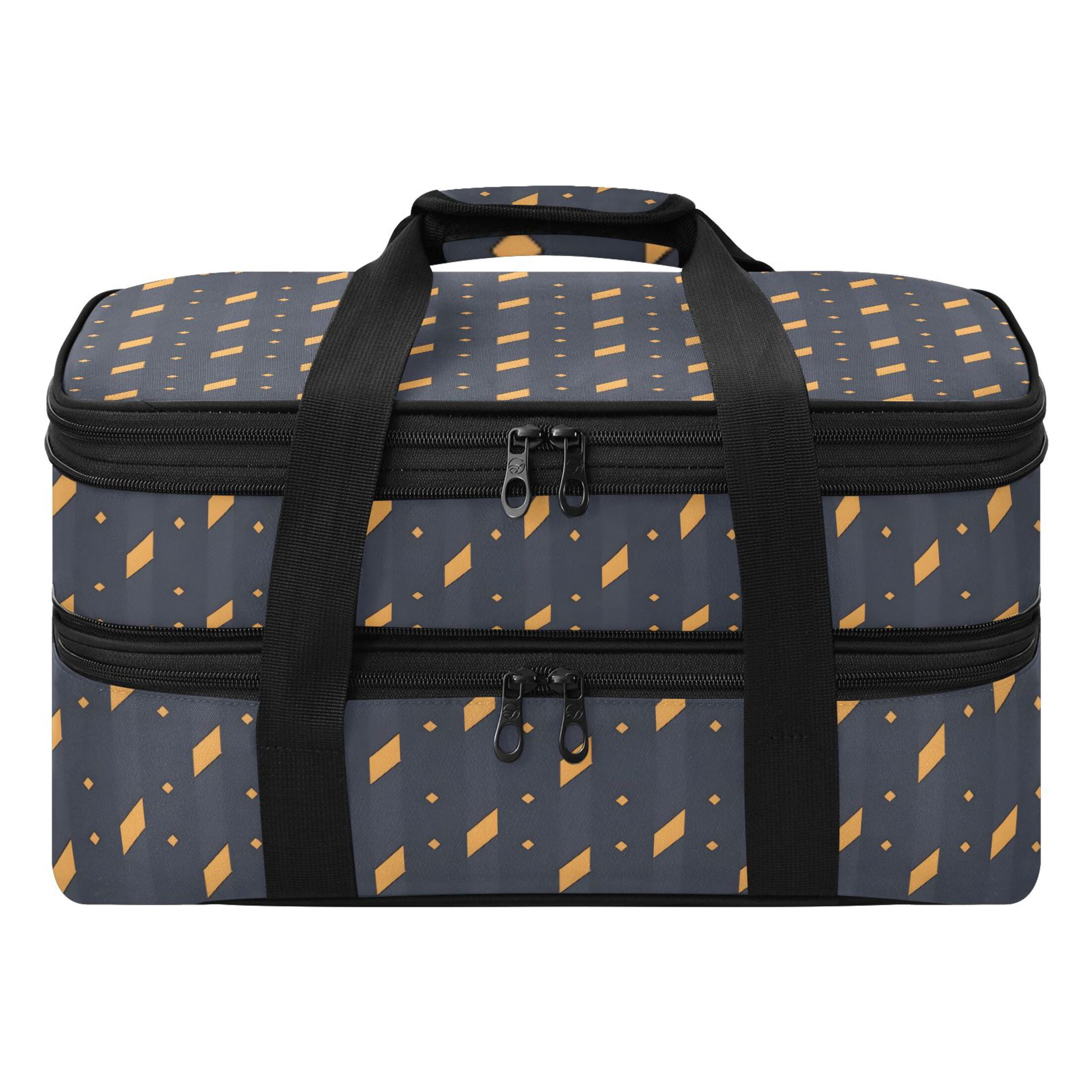 Satriped Pattern Yellow Black Stripes Pattern Insulated Double Decker Casserole Carrier ...