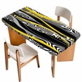 thumbnail image 1 of Yellow Black Stripes Table Cloths for 4 Foot Rectangle Tables, Modern Grey Ombre Abstract Striped Patio Waterproof Elastic Fitted Tablecloths, Washable Rectangular Table Cover for Camping, 1 of 8